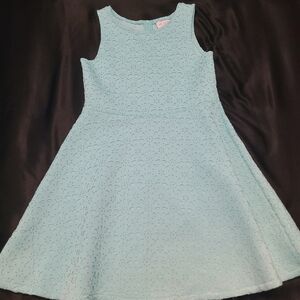 Place Light Blue Eyelet Casual Dress